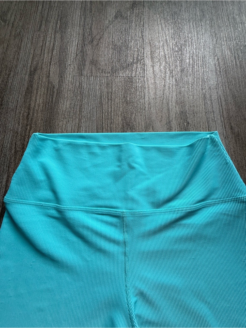 Beach Riot Turquoise Ribbed High-Waist Bike Shorts - Picture 2 of 6